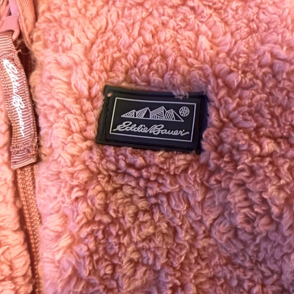 Eddie Bauer Coral Infant Baby Fleece Plush Teddy Bear Hoody Onesie Snuggy 0-3 mo